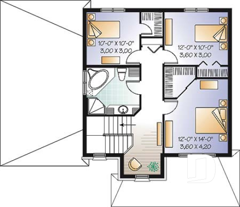 Étage - Plan de maison offrant garage, 3 chambres, coin lecture - Arbosse