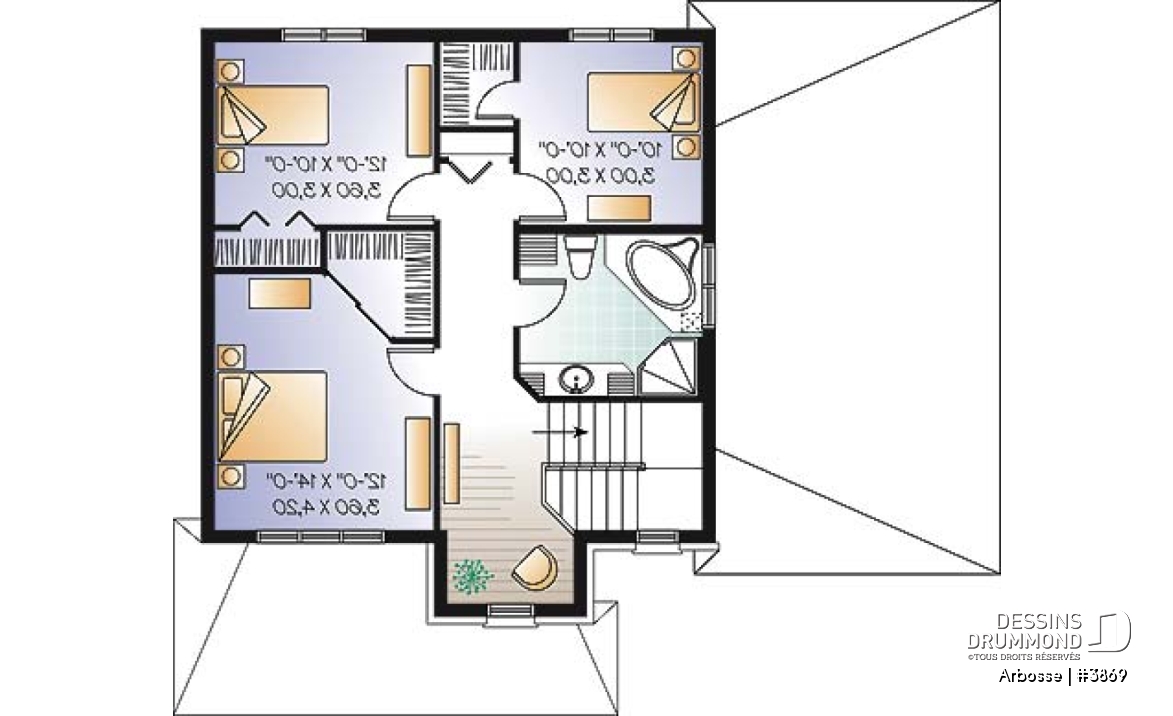 Étage - Plan de maison offrant garage, 3 chambres, coin lecture - Arbosse