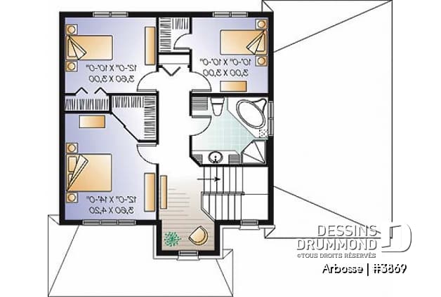 Étage - Plan de maison offrant garage, 3 chambres, coin lecture - Arbosse