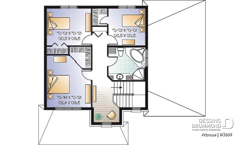 Étage - Plan de maison offrant garage, 3 chambres, coin lecture - Arbosse