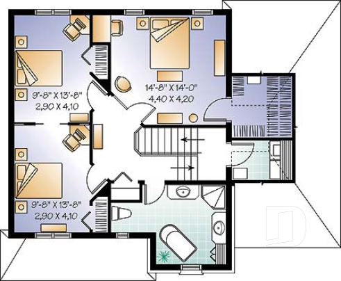Étage - Plan de cottage, chambres secondaires communicantes, cuisine avec grand îlot, sous-sol à aménager - Pivoine