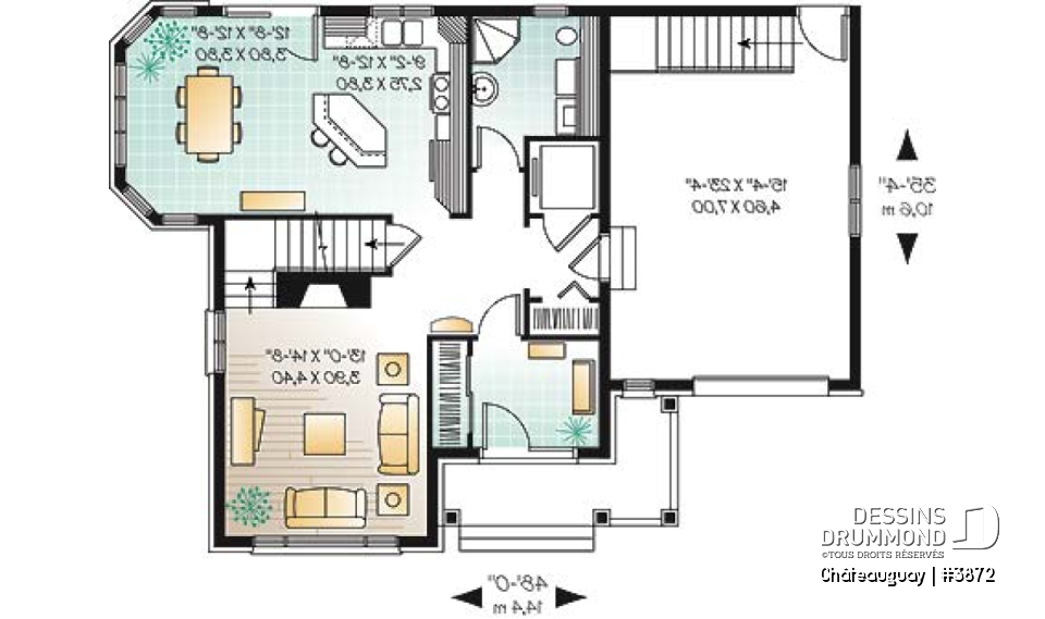 Rez-de-chaussée - Maison de style manoir pour mobilité réduite avec ascenceur, 3 chambres, garage - Châteauguay