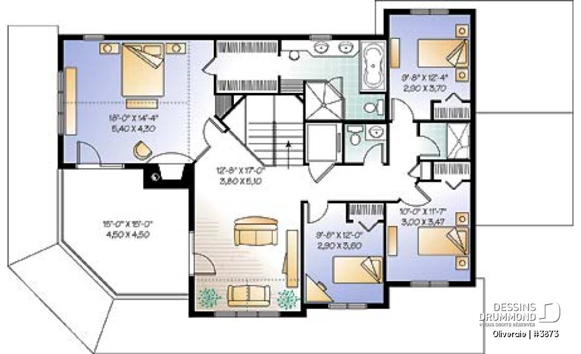 Étage - Superbe plan de maison avec ascenseur, 2 terrasses, 5 chambres, grande suite des maîtres, garage double - Oliveraie
