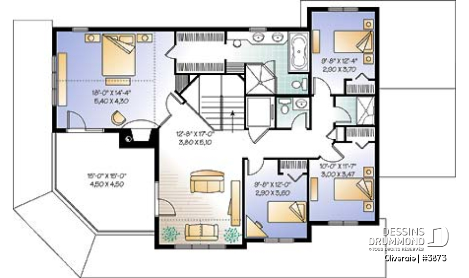 Étage - Superbe plan de maison avec ascenseur, 2 terrasses, 5 chambres, grande suite des maîtres, garage double - Oliveraie