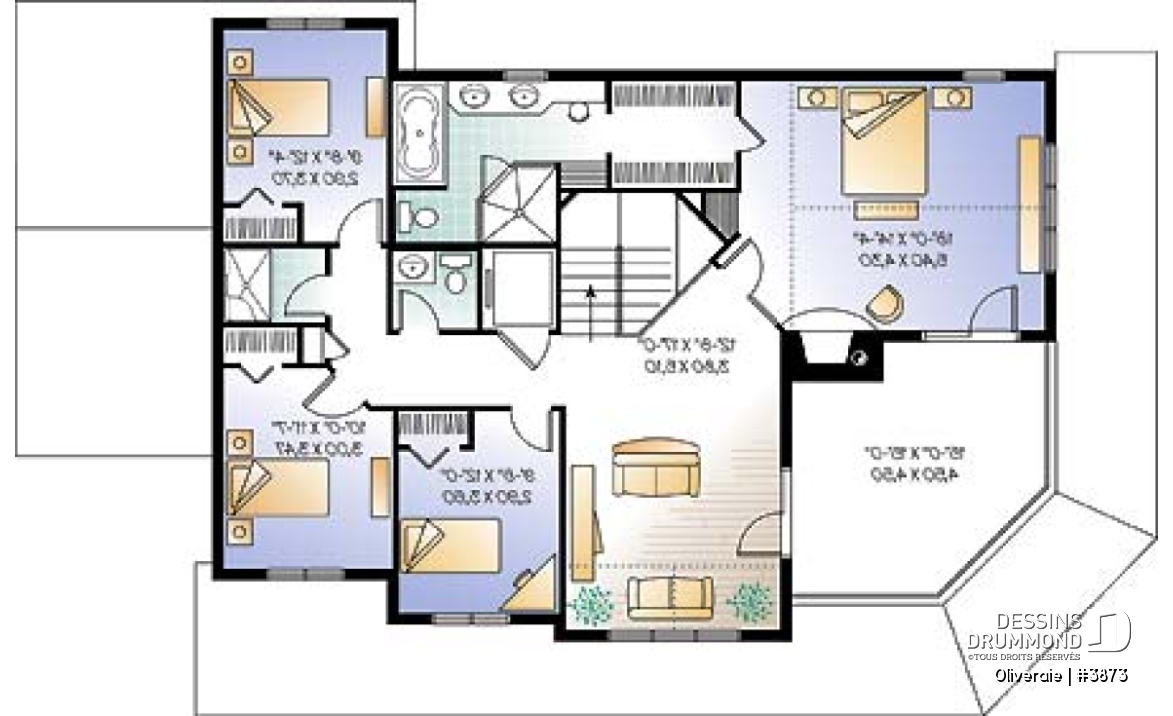 Étage - Superbe plan de maison avec ascenseur, 2 terrasses, 5 chambres, grande suite des maîtres, garage double - Oliveraie