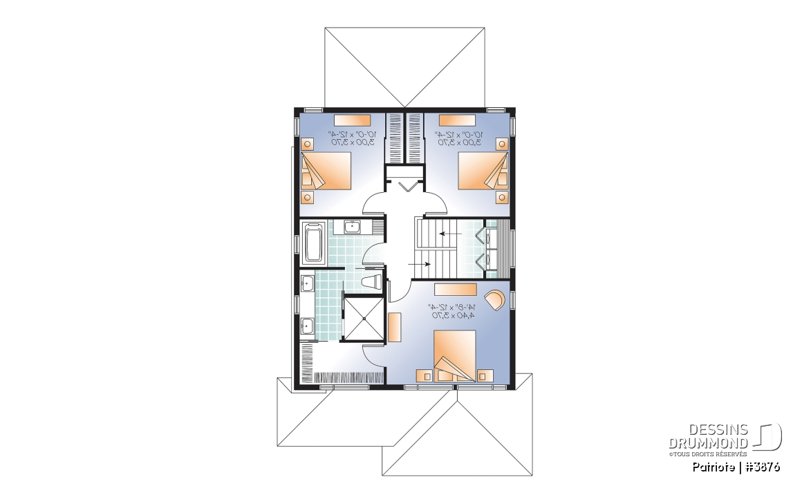 Étage - Plan de maison contemporaine, garage, 3 chambres, grande cuisine, superbe chambre parents, terrasse abritée - Patriote