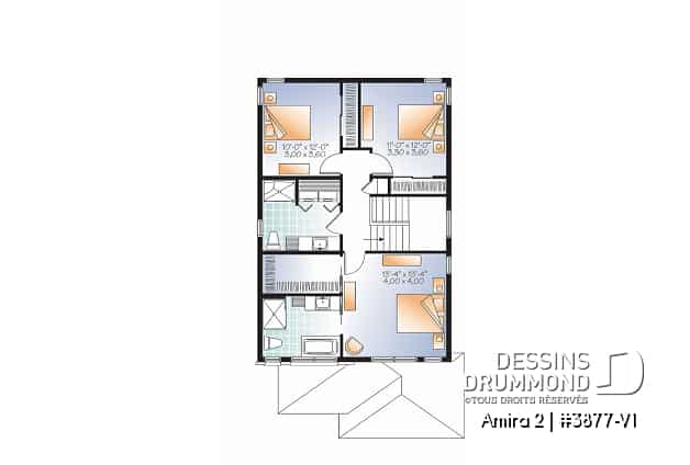 Étage - Plan maison moderne avec garage, 3 chambres, grande chambre des parents, buanderie à l'étage - Amira 2
