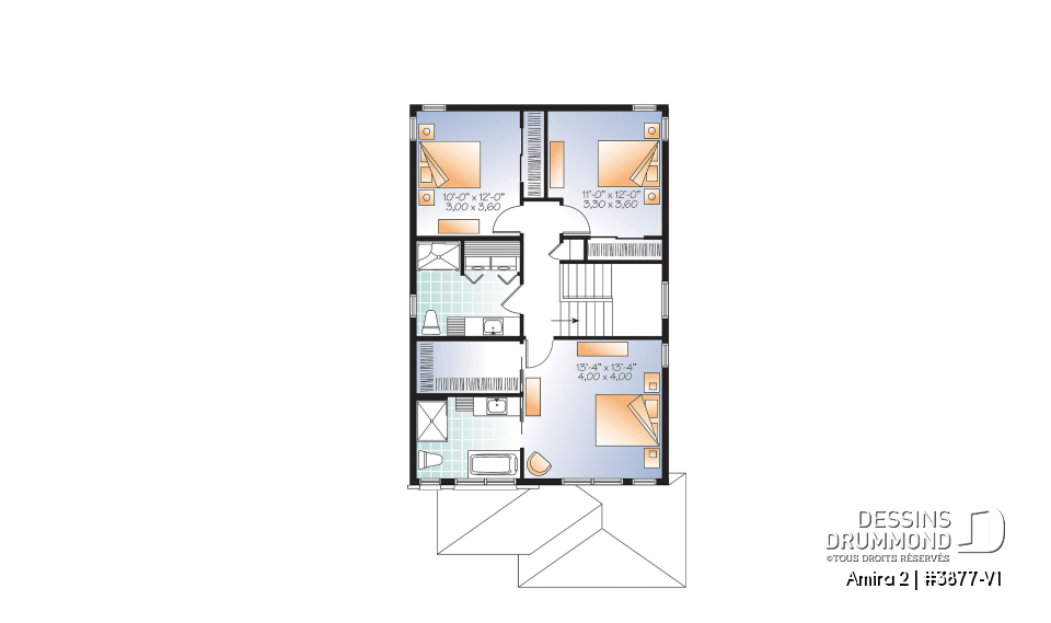 Étage - Plan maison moderne avec garage, 3 chambres, grande chambre des parents, buanderie à l'étage - Amira 2