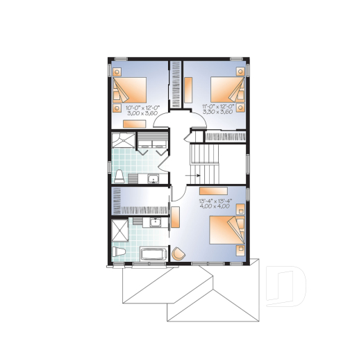 Étage - Plan maison moderne avec garage, 3 chambres, grande chambre des parents, buanderie à l'étage - Amira 2