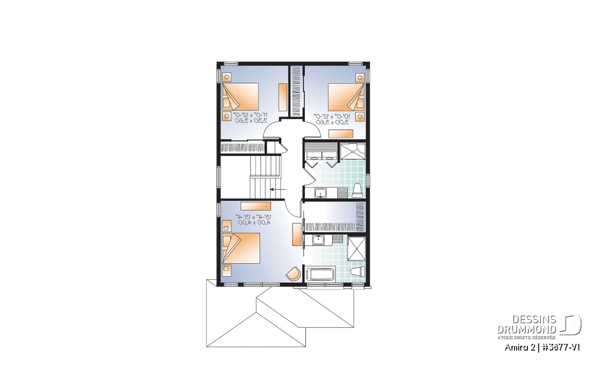 Étage - Plan maison moderne avec garage, 3 chambres, grande chambre des parents, buanderie à l'étage - Amira 2