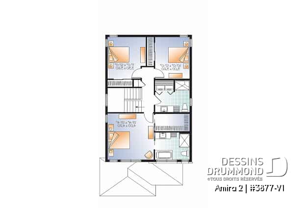 Étage - Plan maison moderne avec garage, 3 chambres, grande chambre des parents, buanderie à l'étage - Amira 2