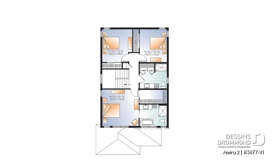 Étage - Plan maison moderne avec garage, 3 chambres, grande chambre des parents, buanderie à l'étage - Amira 2