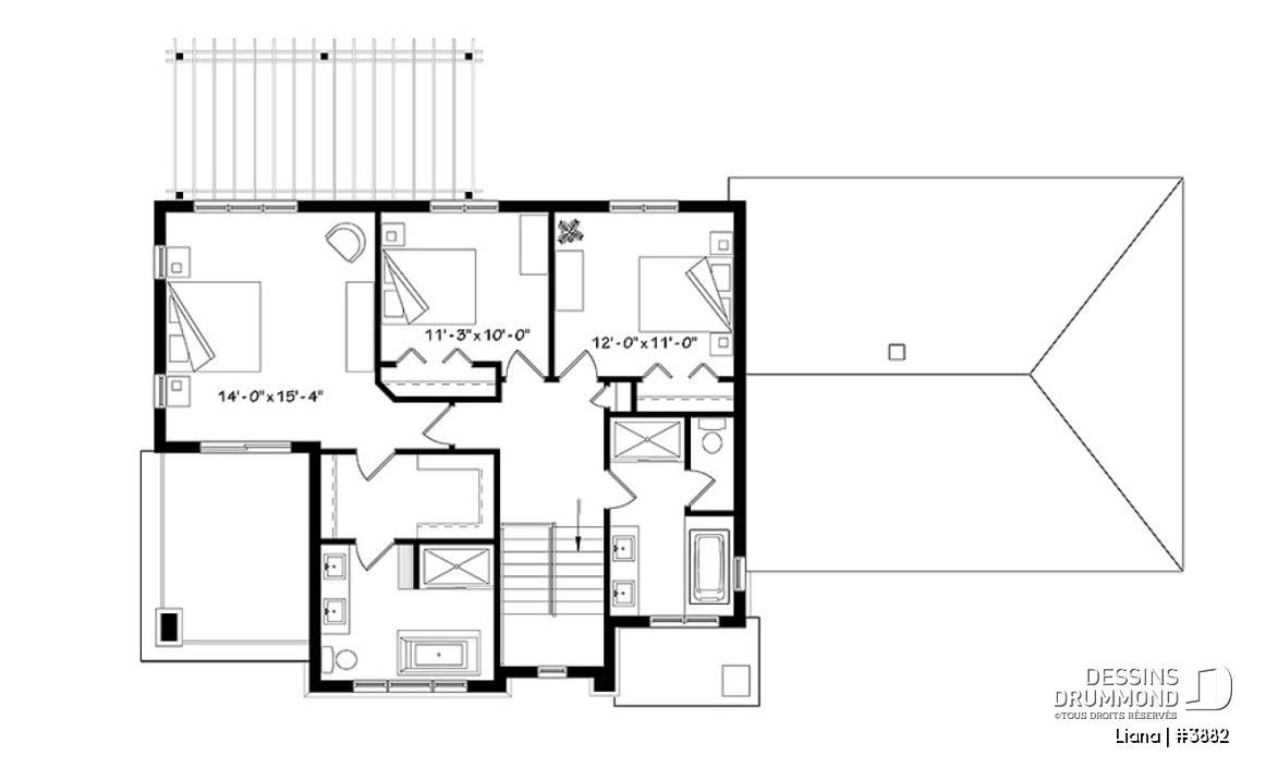 Étage - 3 chambres 2 salles de bain, maison contemporaine, terrasses couvertes, suite des maîtres, garage double - Liana