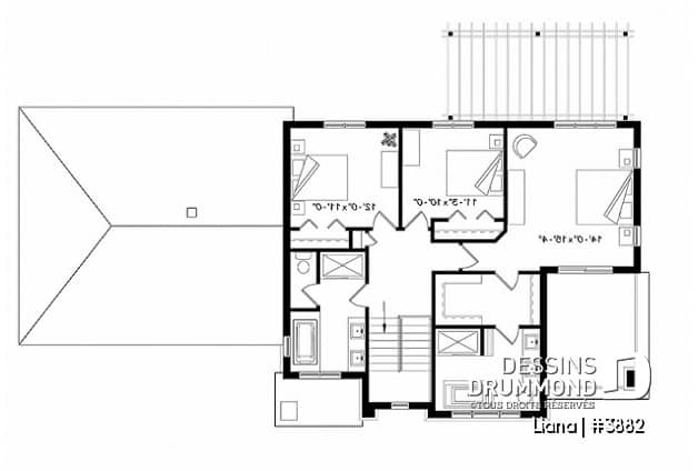 Étage - 3 chambres 2 salles de bain, maison contemporaine, terrasses couvertes, suite des maîtres, garage double - Liana