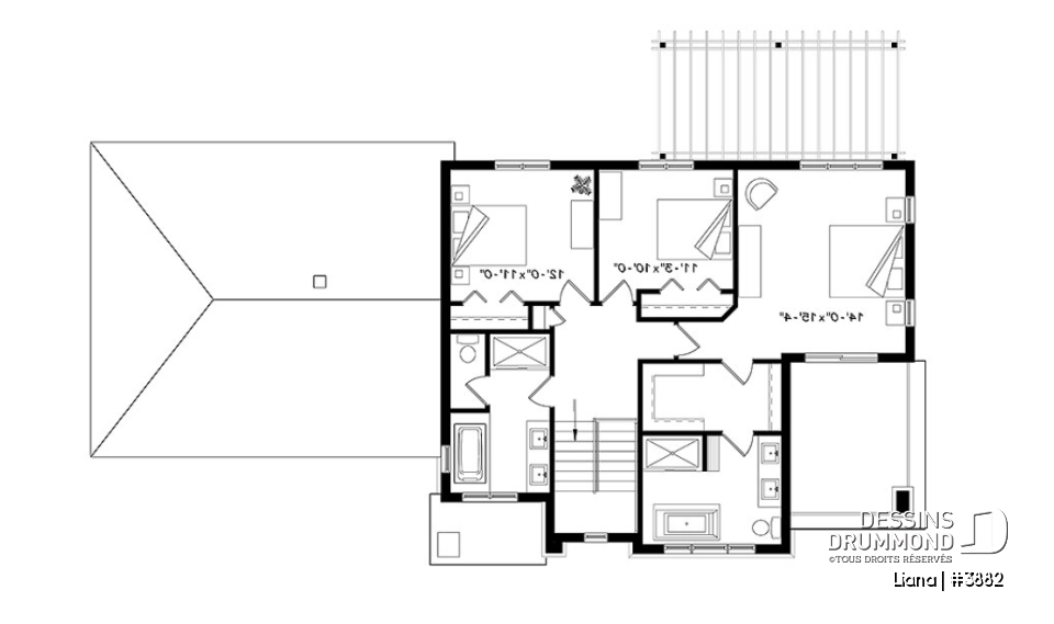 Étage - 3 chambres 2 salles de bain, maison contemporaine, terrasses couvertes, suite des maîtres, garage double - Liana