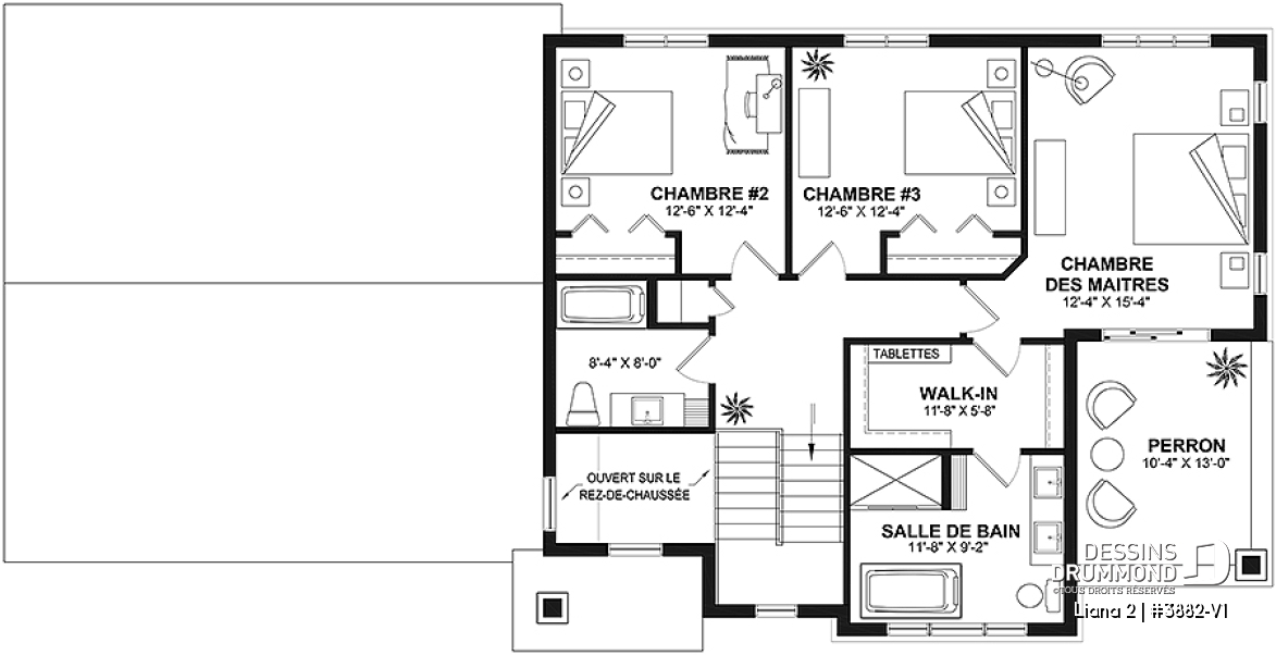 Étage - Farmhouse moderne avec garage double, balcon à la chambre des parents, 4 chambres  - Liana 2