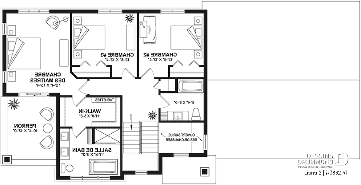 Étage - Farmhouse moderne avec garage double, balcon à la chambre des parents, 4 chambres  - Liana 2