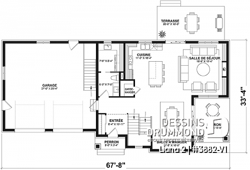 Rez-de-chaussée - Farmhouse moderne avec garage double, balcon à la chambre des parents, 4 chambres  - Liana 2