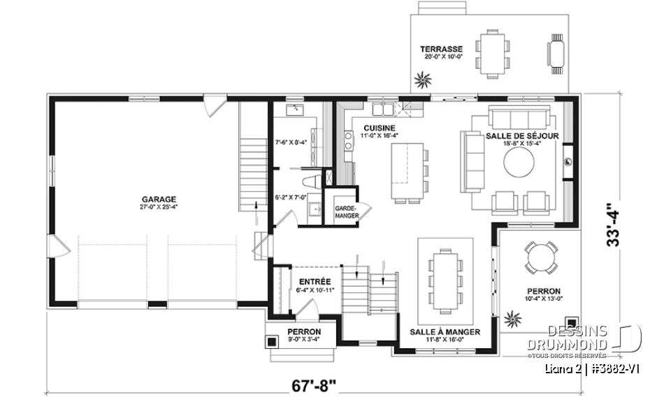 Rez-de-chaussée - Farmhouse moderne avec garage double, balcon à la chambre des parents, 4 chambres  - Liana 2