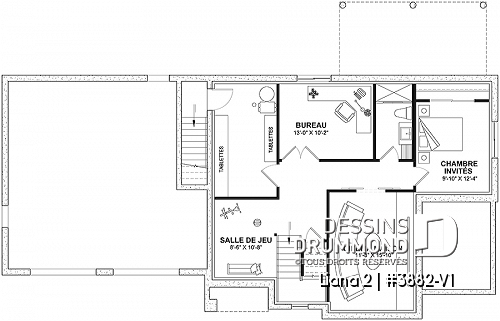 Sous-sol - Farmhouse moderne avec garage double, balcon à la chambre des parents, 4 chambres  - Liana 2