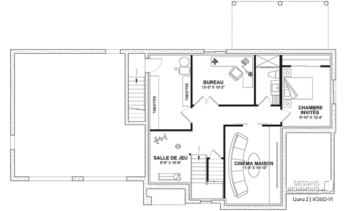 Sous-sol aménagé (Optionel $) - Farmhouse moderne avec garage double, balcon à la chambre des parents, 4 chambres  - Liana 2