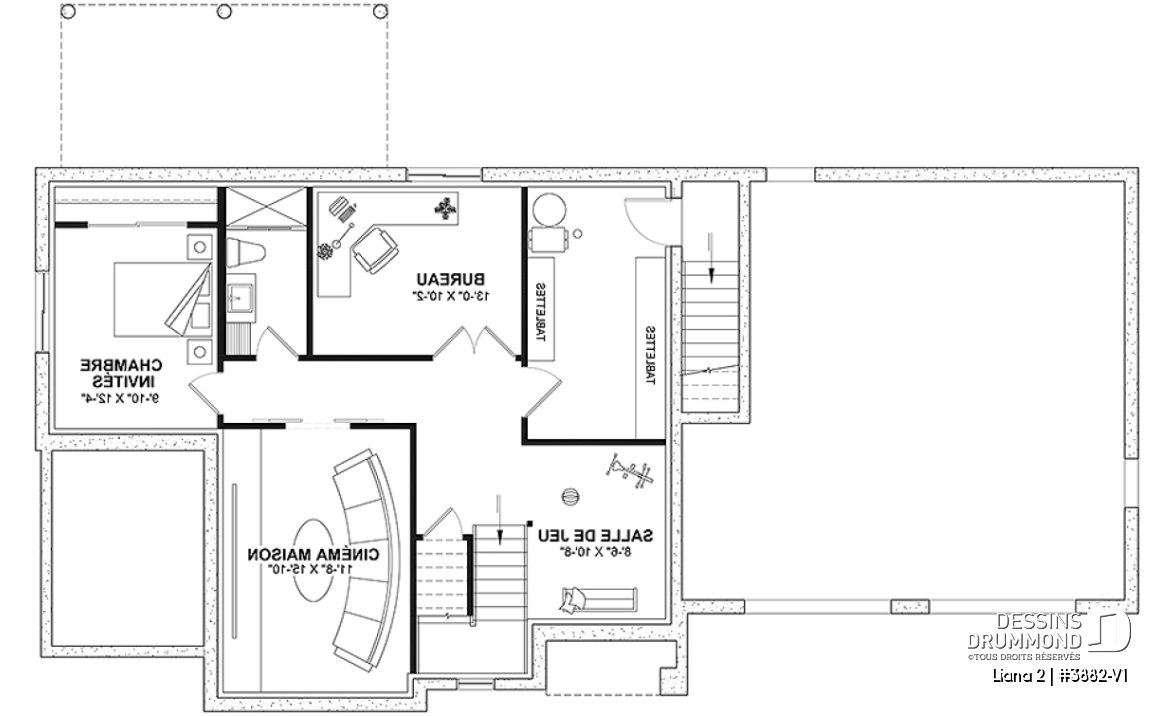 Sous-sol aménagé (Optionel $) - Farmhouse moderne avec garage double, balcon à la chambre des parents, 4 chambres  - Liana 2