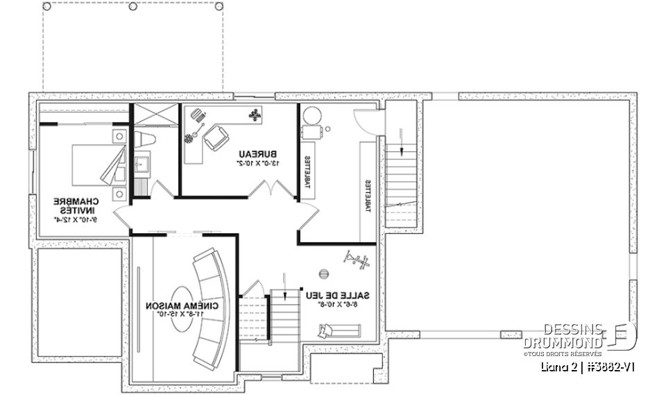Sous-sol aménagé (Optionel $) - Farmhouse moderne avec garage double, balcon à la chambre des parents, 4 chambres  - Liana 2