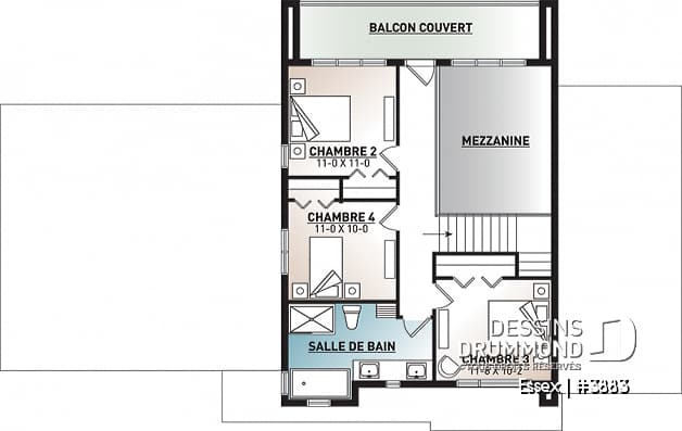 Étage - Maison cubique moderne, bureau à domicile, garde-manger, aire ouverte, foyer, balcon couvert, garage double - Essex