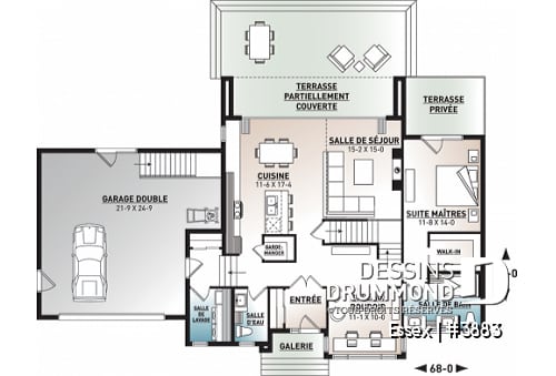 Rez-de-chaussée - Maison cubique moderne, bureau à domicile, garde-manger, aire ouverte, foyer, balcon couvert, garage double - Essex