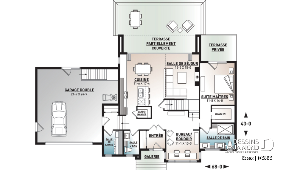 Rez-de-chaussée - Maison cubique moderne, bureau à domicile, garde-manger, aire ouverte, foyer, balcon couvert, garage double - Essex