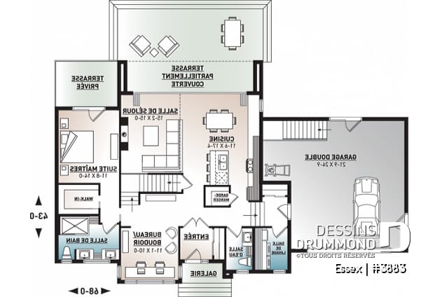 Rez-de-chaussée - Maison cubique moderne, bureau à domicile, garde-manger, aire ouverte, foyer, balcon couvert, garage double - Essex