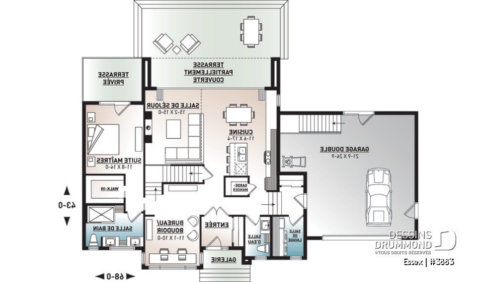 Rez-de-chaussée - Maison cubique moderne, bureau à domicile, garde-manger, aire ouverte, foyer, balcon couvert, garage double - Essex