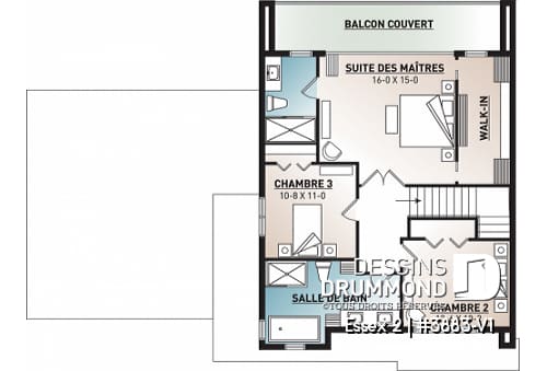 Étage - Maison cubique contemporaine avec garage double, 3 chambres, bureau à domicile, buanderie, balcons couverts - Essex 2