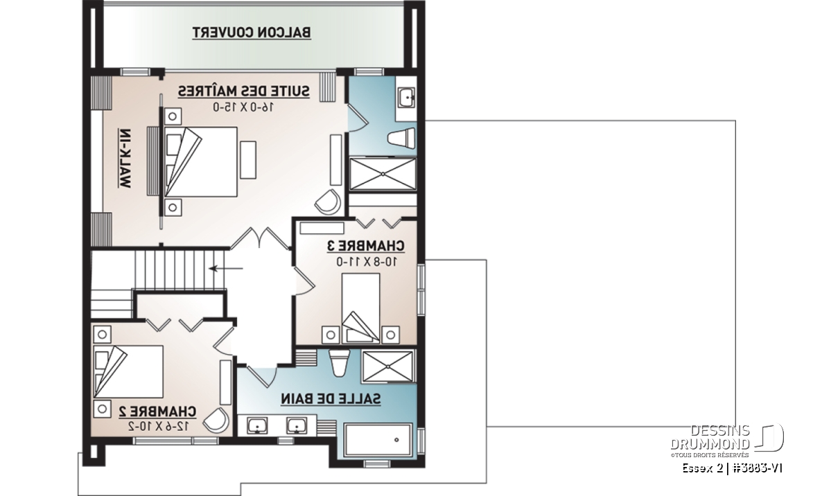 Étage - Maison cubique contemporaine avec garage double, 3 chambres, bureau à domicile, buanderie, balcons couverts - Essex 2