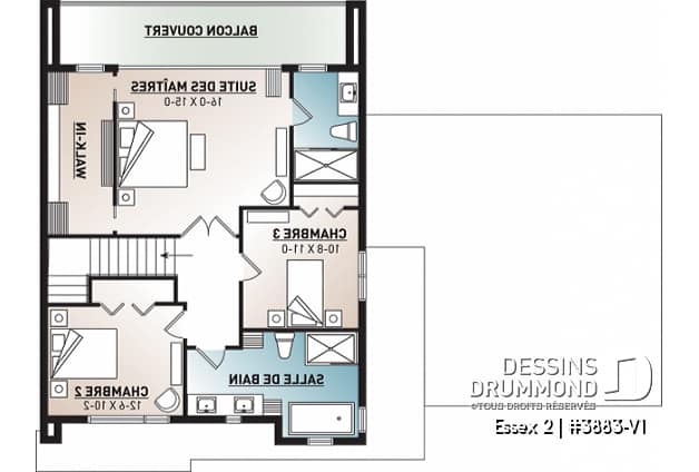 Étage - Maison cubique contemporaine avec garage double, 3 chambres, bureau à domicile, buanderie, balcons couverts - Essex 2