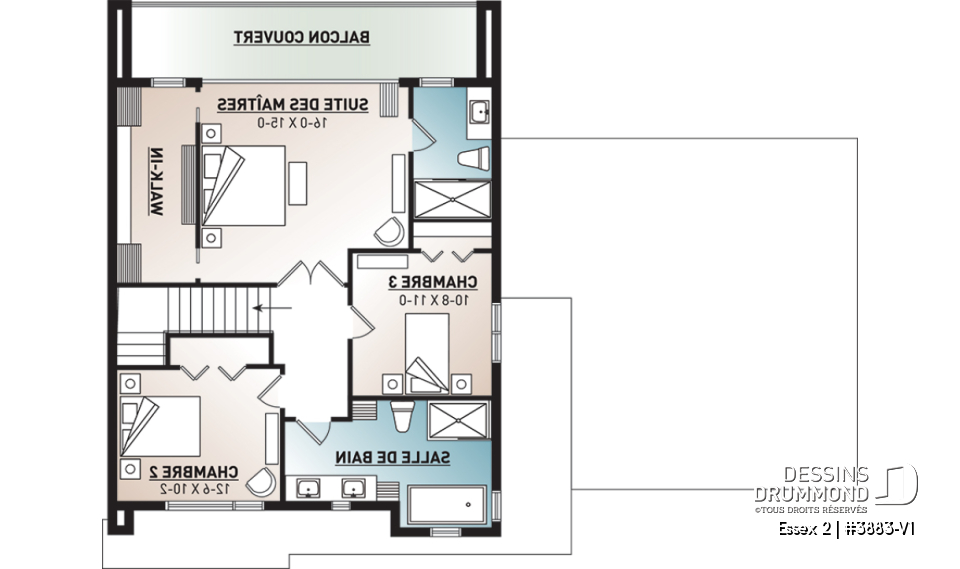 Étage - Maison cubique contemporaine avec garage double, 3 chambres, bureau à domicile, buanderie, balcons couverts - Essex 2
