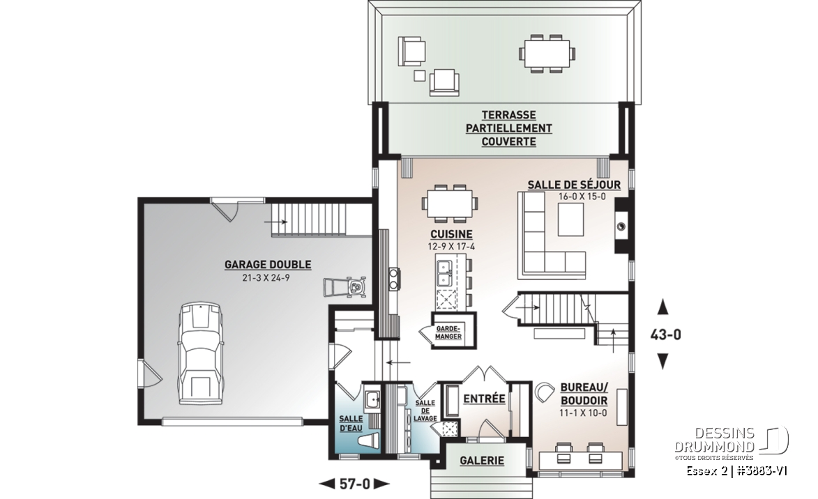 Rez-de-chaussée - Maison cubique contemporaine avec garage double, 3 chambres, bureau à domicile, buanderie, balcons couverts - Essex 2