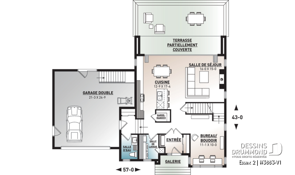 Rez-de-chaussée - Maison cubique contemporaine avec garage double, 3 chambres, bureau à domicile, buanderie, balcons couverts - Essex 2