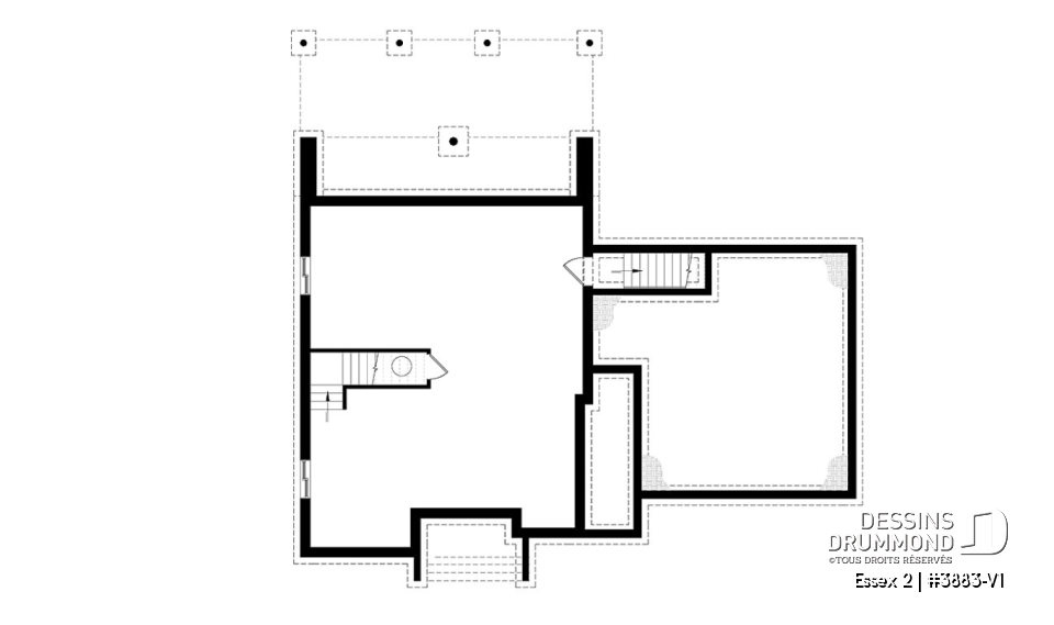 Sous-sol - Maison cubique contemporaine avec garage double, 3 chambres, bureau à domicile, buanderie, balcons couverts - Essex 2