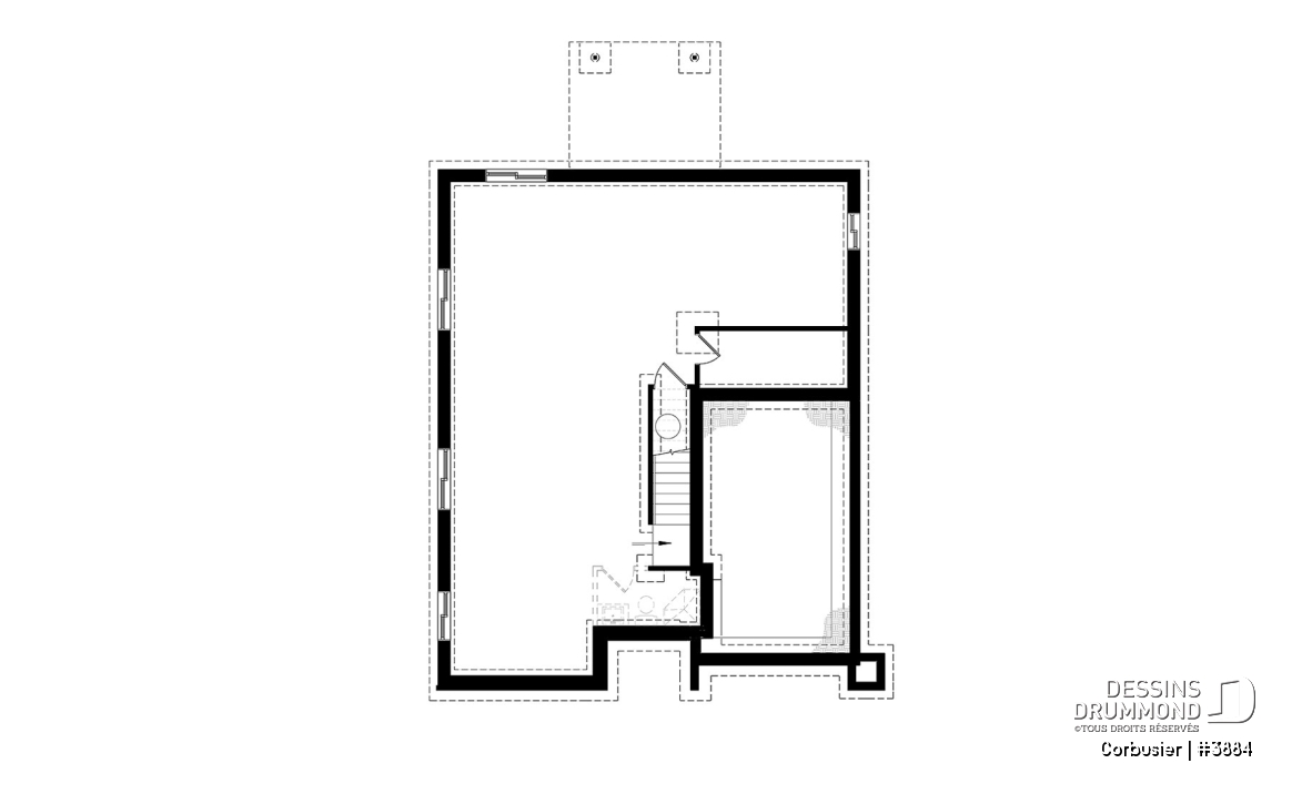 Sous-sol - Modèle contemporain, 4 chambres, 3 salles de bain, bureau à domicile, grande cuisine et aire ouverte - Corbusier