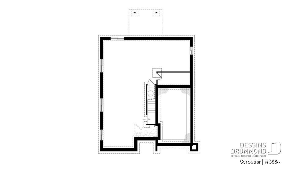 Sous-sol - Modèle contemporain, 4 chambres, 3 salles de bain, bureau à domicile, grande cuisine et aire ouverte - Corbusier