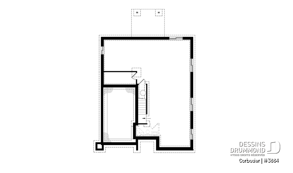 Sous-sol - Modèle contemporain, 4 chambres, 3 salles de bain, bureau à domicile, grande cuisine et aire ouverte - Corbusier