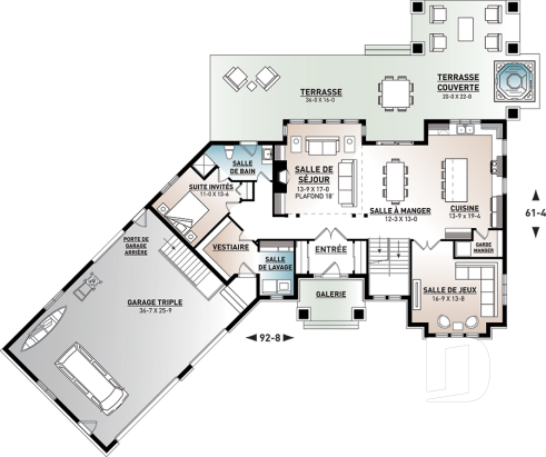 Rez-de-chaussée - Superbe maison de style Cape Cod, 4 à 5 chambres, 2 séjours, large patio couvert, plein de lumière naturelle - Hemingway