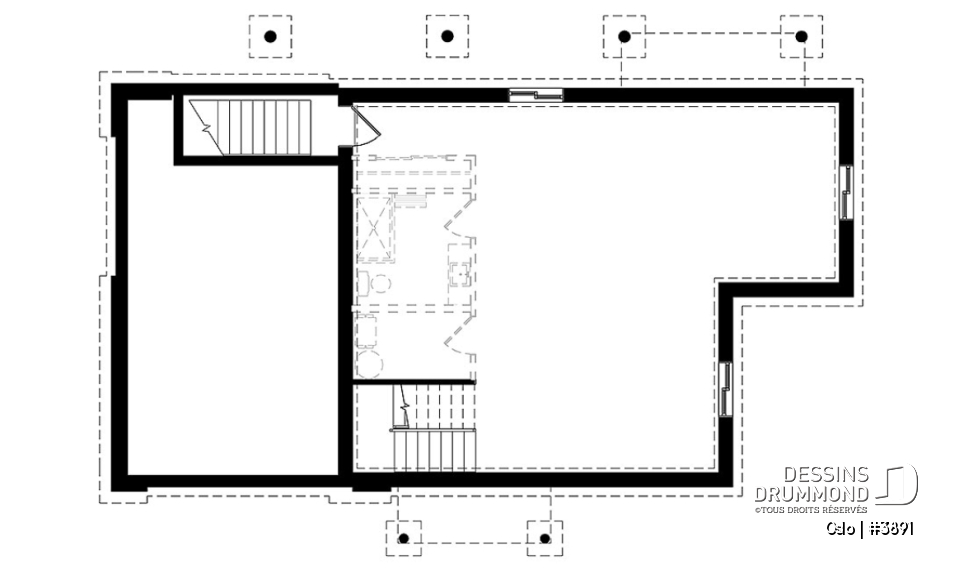 Sous-sol - Plan de maison scandinave 3 à 4 chambres, planchers inversés (chambres au RDC et reste à l'étage) - Oslo