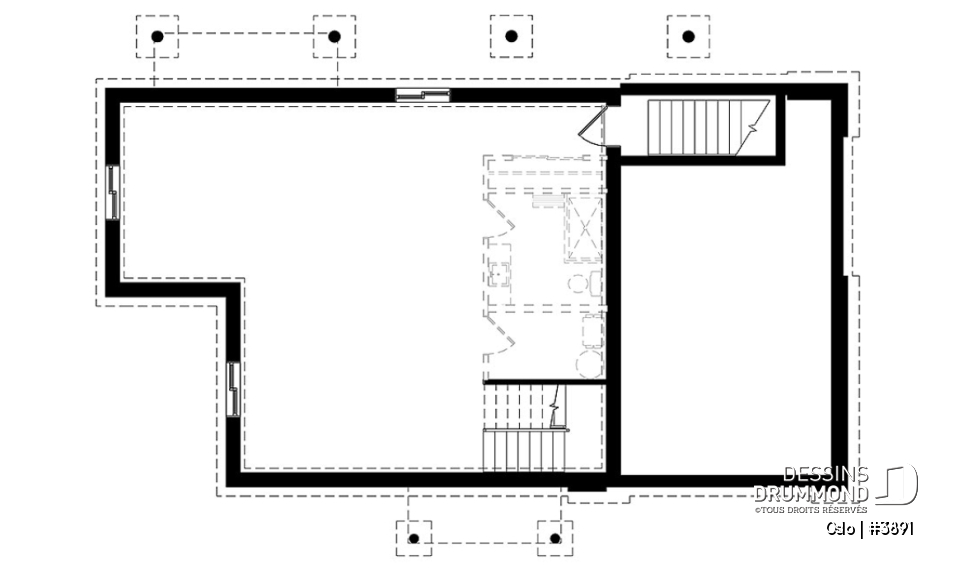 Sous-sol - Plan de maison scandinave 3 à 4 chambres, planchers inversés (chambres au RDC et reste à l'étage) - Oslo