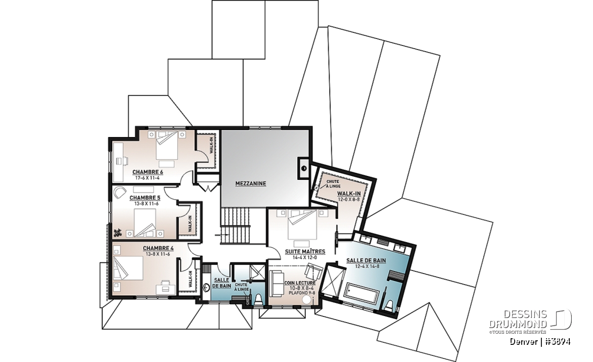 Étage - Denver : Modèle de maison de 4 à 6 chambres avec demi-terrain de basketball et grand garage double - Denver