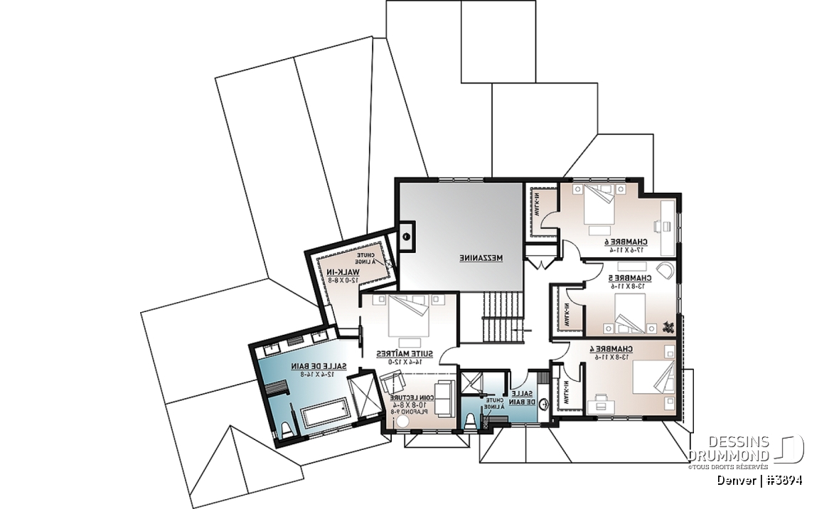 Étage - Denver : Modèle de maison de 4 à 6 chambres avec demi-terrain de basketball et grand garage double - Denver