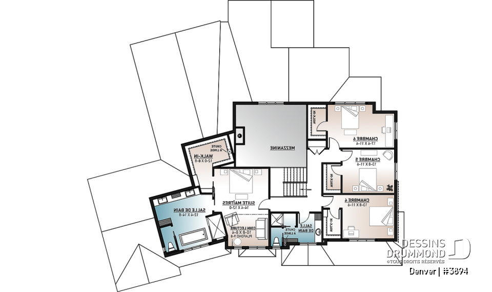 Étage - Denver : Modèle de maison de 4 à 6 chambres avec demi-terrain de basketball et grand garage double - Denver