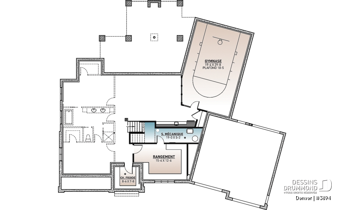 Sous-sol aménagé - Denver : Modèle de maison de 4 à 6 chambres avec demi-terrain de basketball et grand garage double - Denver