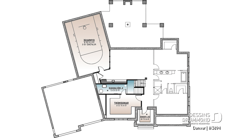 Sous-sol aménagé - Denver : Modèle de maison de 4 à 6 chambres avec demi-terrain de basketball et grand garage double - Denver